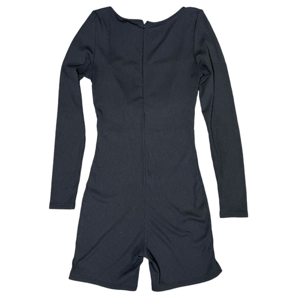 Princess Polly Black Ribbed Square Neck Long Sleeve Romper Shorts Women Size 6 - Picture 5 of 8